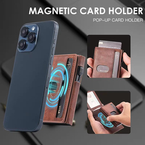 <b>RFID</b> <b>Blocking</b> Pop-Up Credit Card Holder Magnetic Detachable <b>Wallet</b> For Men Vertical Square Genuine Leather Everyday Use - Product Image 4