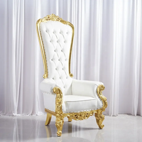 Chaise Trône Royale de Luxe Dorée à Dossier Haut pour Extérieur, Parc, Mariage, Salon, Appartement, Hôpital, Villa ou Atelier