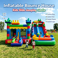 Structure gonflable portable en PVC avec blocs de construction, château de saut et toboggan, avec souffleur