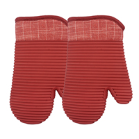 Gants de cuisine en silicone vert imprimé motif hibou mignon, antidérapants, imperméables, compatibles lave-vaisselle, avec doublure en coton