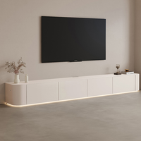 Meuble TV et Table Basse en Bois Massif de Luxe au Design Européen Moderne 2026 avec Éclairage LED