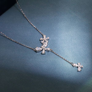 Tianyu Moissanite Bow Tie Y <b>Necklace</b> 925 <b>Sterling</b> <b>Silver</b> 18K White Gold Plated Drop Pendant Jewelry for <b>women</b> - Product Image 3