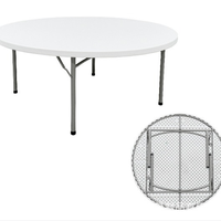 Grande table ronde pour 10-12 personnes, table pliante ronde de 1,8 m pour hôtel, banquet en plein air, table et chaises pour mariage