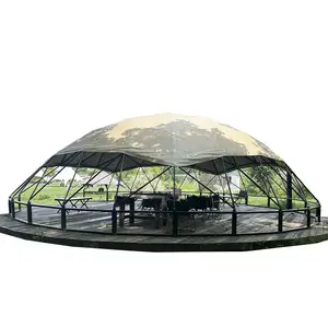 Tenda Kemah luar ruangan Pvc putih mewah 6m 8m 15m Geodome Geodesic tenda kubah Hotel Glamping dengan kamar mandi