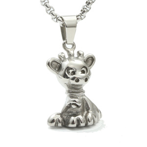 Collar con Colgante de Ternero de Dibujos Animados, Acero Inoxidable, Plateado, Moderno, Unisex, Regalo, Joyería - Product Image 1