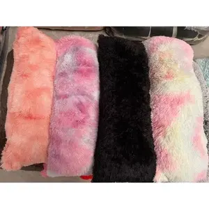 Oreiller rectangulaire à poils longs, doux et moelleux, en polyester et coton, style tie-dye, oreillers de lit modernes, couleurs assorties - Product Image 3