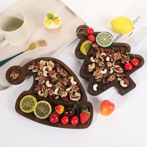 Christmas Tree And Santa Hat Wooden <b>Trays</b> With Compartments For Fruit <b>Snacks</b> Party Serving - Product Image 1