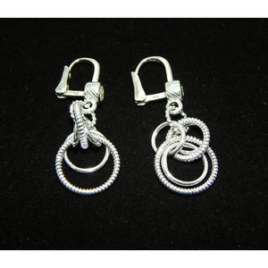 Orecchini a cerchio pendenti in argento Sterling 925 e CZ (firmati: Judith Ripka) - Product Image 1
