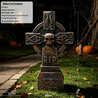 Décorations et accessoires de scène pour l'ambiance du Festival des Fantômes, Halloween 2026, croix tombale de taille moyenne de 66 cm pour cour intérieure