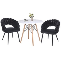 Chaise de salle à manger rembourrée de style européen, fauteuil en velours avec pieds en métal noir