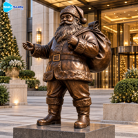 Sculpture de Père Noël en Bronze Festif, Statue de Noël Moulée à la Cire Perdus, Décoration de Fêtes Durable pour Hall d'Hôtel, Jardin, Place Publique, Centre Commercial