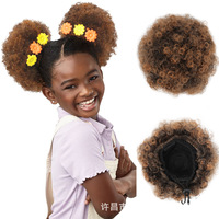 Accesorio para el Cabello Infantil, Rizado y Voluminoso, Estilo Afro, con Cordón Ajustable, Extensión de Cabello Sintético