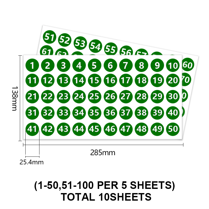 Verde 1-100 10 fogli