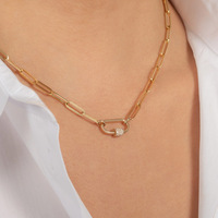 Vente en gros de bijoux personnalisés chaîne trombone avec pendentif à grosse boucle fermoir à vis personnalisé collier à chaîne trombone