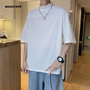 MN232 In Stock Custom LOGO heavyweight white Black mock <b>neck</b> <b>t</b>-<b>shirt</b> baju kaos <b>turtle</b> <b>neck</b> <b>t</b> <b>shirt</b> - Product Image 2