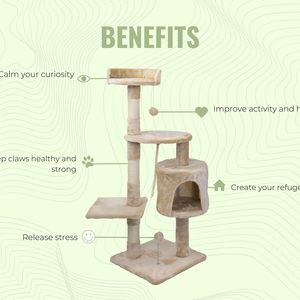 En gros, Arbre à chat luxueux et personnalisé pour la maison, avec grand condo pour animaux en peluche et griffoir en bois de sisal naturel - Product Image 5