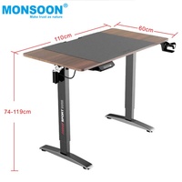 Bureau de travail debout moderne MONSOON, bureau électrique réglable en hauteur en aluminium avec élévateur