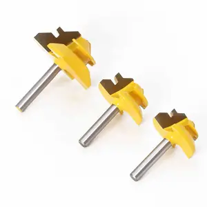 3pcs 45 Degree Lock Miter Router Bit 6mm 1/4 "Shank Woodworking Tenon Milling Cutter Tool Drilling Milling