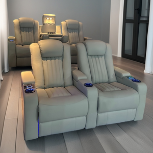 كرسي أريكة كهربائي عصري 3 مقاعد كرسي مسرح منزلي ملون كريمي مقاعد سينما داخلية للأفلام - Product Image 3