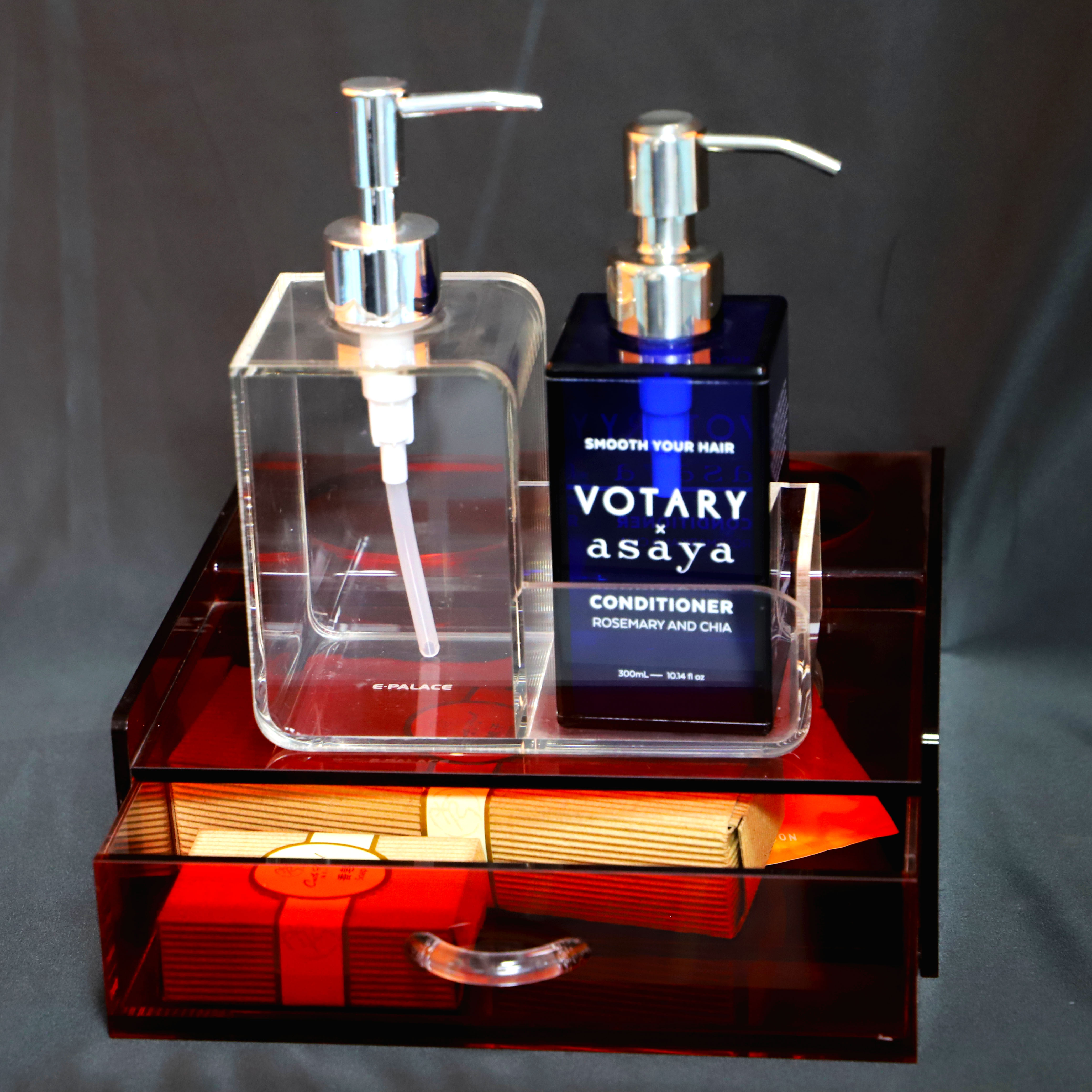 Оптовая продажа акриловых принадлежностей для отеля, коробка для хранения для ванной комнаты