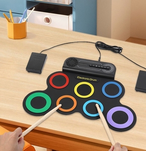 Trống di động Bộ tay cuộn Máy tính để bàn người mới bắt đầu Trống điện tử nhạc cụ bộ gõ trẻ em nhạc cụ - Product Image 6