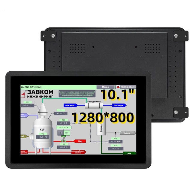 10.1 Inch 1280*800 Panel Mount Embedded Waterproof Flat Capacitive Touch Screen Monitor Industrial Display With BNC AV HD-MI VGA