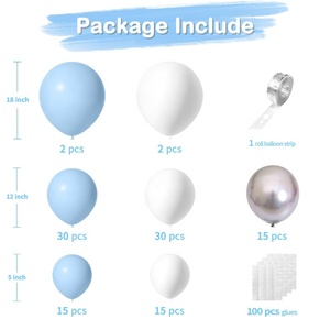 Kit d'arche de ballons et guirlande pour fête d'anniversaire, thème pastel, mariage, pour enfants, garçons, filles, en blanc, argent, bleu, vente en gros - Product Image 2