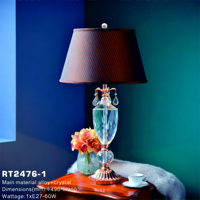 Lampe de table en cristal en laiton doré vintage haut de gamme, support E27, lumière de lecture intérieure de luxe pour villa, hall d'entrée