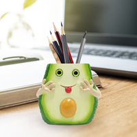 Ondeugende Avocado Vrolijk Gezicht Harsen Bloempot Ornament Handgemaakt Beeldje Lente Smaak Groene Plant In Pot voor Thuis Kantoor Woonkamer