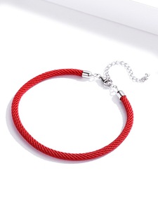 JKC Hot Sale 925 <strong>Sterling</strong> Pure <strong>Silver</strong> S925 <strong>Women</strong> and Men Jewelry Charms DIY Lucky Good Luck Chinese Red Leather <strong>Bracelet</strong> - Product Image 2