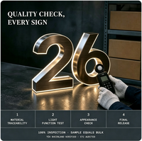 Enseigne lumineuse 3D LED à bordure lumineuse, chiffre 26, pour célébration d'anniversaire, réception, zone photo, affichage dimensionnel dans l'obscurité