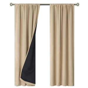 Rideau de fenêtre occultant double couche 100% Panneaux d'hôtel Rideaux bloquant la chaleur et la lumière Rideau noir pour le salon - Product Image 1