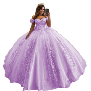 Vestido de Quinceañera Rosa con Hombros Descubiertos, Encaje Floral 3D, Corsé de Corazón, Tul, Estilo Princesa, para Boda, Fiesta de 16 Años, Gala Formal - Product Image 2