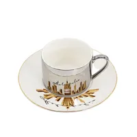 Креативная зеркальная чашка с гальваническим покрытием, керамические арабские кофейные чашки с комплектом блюдце