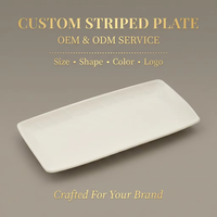 Grande assiette de service rectangulaire en mélamine rayée de 13 pouces, incassable, sans BPA, pour sushis, restaurant, hôtel, buffet, traiteur