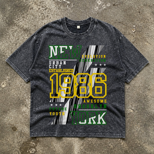 Camiseta de Alta Calidad con Lavado Ácido para Hombre, Diseño Gráfico de Nueva York 1986 Brooklyn, Ropa Urbana, Fabricante de Ropa al Por Mayor - Product Image 3