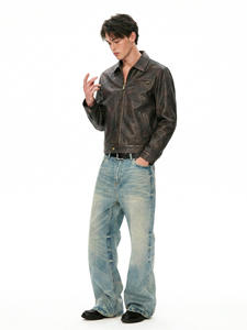 Chaqueta de Motociclista de <span class=keywords><strong>PU</strong></span> Retro Casual para Hombre, de Alta Gama y Diseño Personalizado, Chaqueta Corta de Cuero <span class=keywords><strong>PU</strong></span> de Moda Urbana - Product Image 3