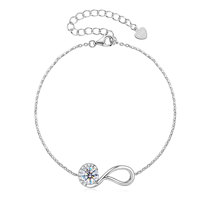 Nouveau bracelet chaîne et maillons Infinity en moissanite, argent sterling S925 plaqué or rhodié, bijoux de luxe légers pour femmes, cadeau