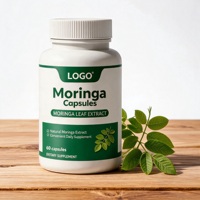 Hoogwaardige pure Moringa bladpoeder kruidenextract capsules natuurlijke plantaardige voedingssupplementen ISO9001 fles/vat