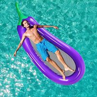 Grand matelas flottant en forme d'aubergine avec chaise longue en filet, pliable, en PVC épaissi, pour la baignade et les loisirs aquatiques