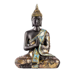 Statue de Bouddha de jardin zen, modèle chinois, en résine, faite à la main, peinte à la main, forme irrégulière, méditation, bouddhisme, hindouisme, décoration d'intérieur, souvenir - Product Image 1