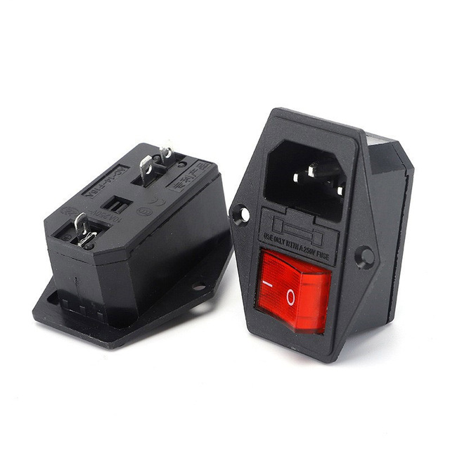 Hot Selling IEC C13 C14 Panel Mounted Power Socket with Fuse and Rocker Switch for Industrial AC Adapter AC Connector