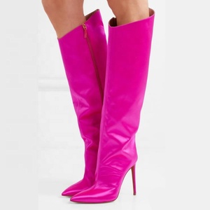Large Size 47 Bright Leather Women Knee High <b>Boots</b> Soft Satin Pull on Long <b>Boots</b> High Heels Ladies Pumps Shoes - Product Image 1