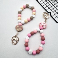 Nouveau Porte-clés Pendentif Dessin Animé en Silicone, Bracelet Perles, Accessoires Mignons pour Sac, Cadeaux Créatifs