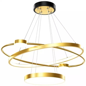 Plafonnier suspendu rétro, éclairage d'intérieur, or, noir - Product Image 3