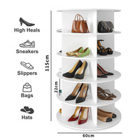 Étagère à chaussures rotative blanche à 6 niveaux, en plastique, pivotant à 360 degrés, pour rangement, salon, placard moderne, organisateur de maison
