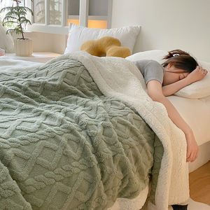 ผ้าแจ็คการ์ดหนา2ชั้นผ้าสักหลาดขนแกะสองชั้นสำหรับคู่รักขนาดคิงไซส์ฤดูหนาว - Product Image 6