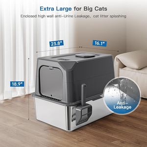 Slimme geurcontrole XXL roestvrijstalen kattenbak voor grote katten & meerdere katten, afgesloten deksel, makkelijk schoon te maken, anti-urine lekkage, schepje - Product Image 4