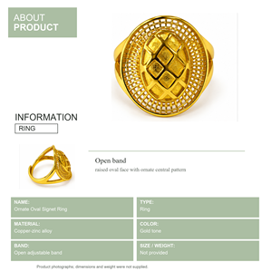 Geometric Cocktail <b>Ring</b> 10K <b>Gold</b> Plated Modern Unisex Fashion <b>Ring</b> With Oval Grid Pattern Party Jewelry - Product Image 2