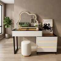 Table de maquillage moderne en bois massif avec rangement et design durable et écologique pour la chambre à coucher